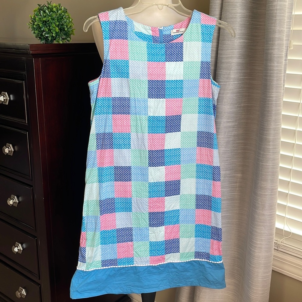 Vineyard Vines patchwork whale shift dress girls 16